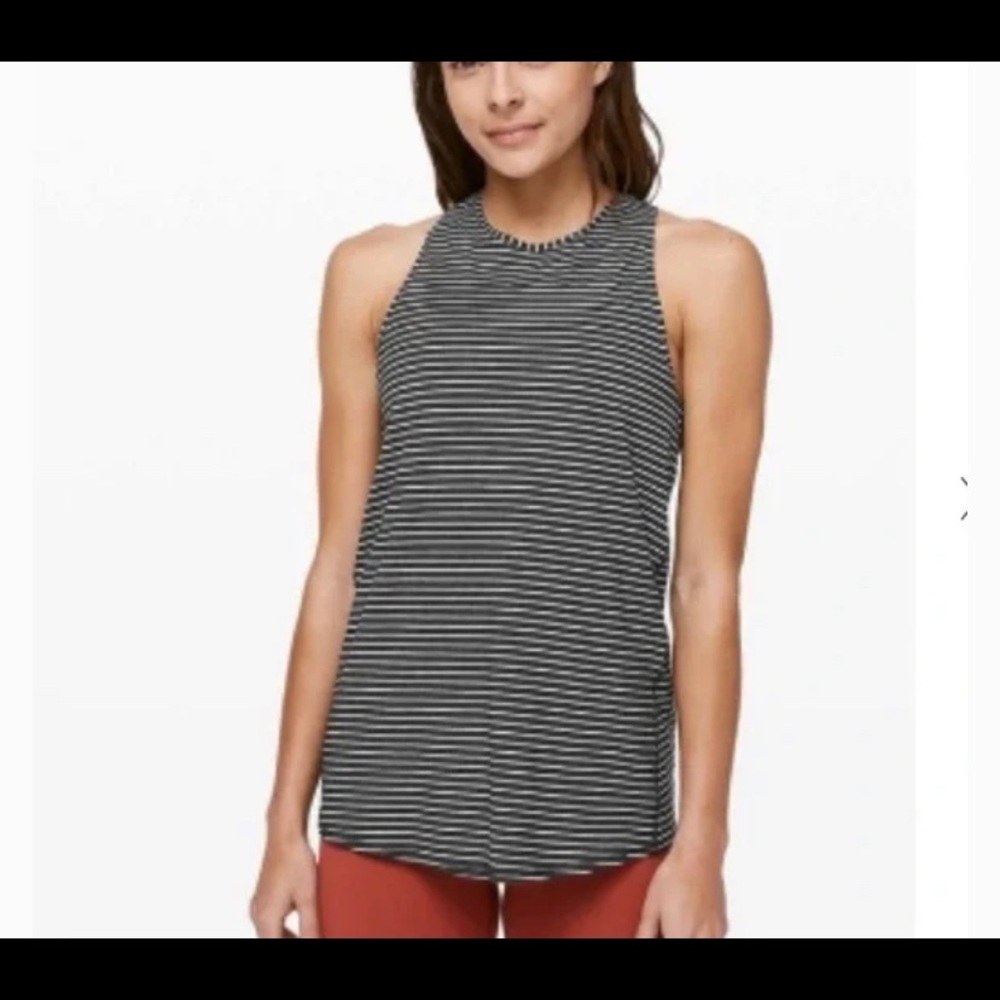 Lululemon all tied up charcoal striped tank